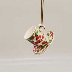 Cranberry Teacup Ornament