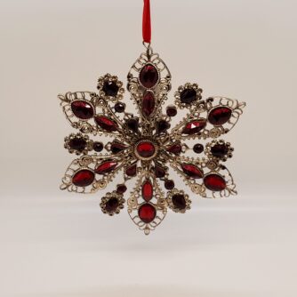 Red Jeweled Snowflake Ornament