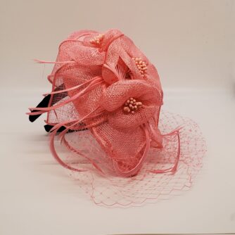 Pink Flower & Net Fascinator