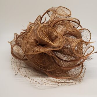 Taupe Flower & Net Fascinator