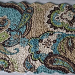 Teal Brown Paisley Scalloped Placemat R