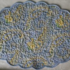 Yellow Blue Paisley Scalloped Placemat R