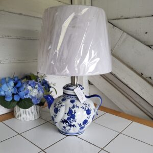 Blue & White Floral Teapot Lamp