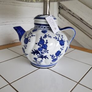 Blue & White Floral Teapot Lamp