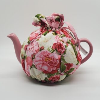 Small Pink & White Rose Teapot Cozy